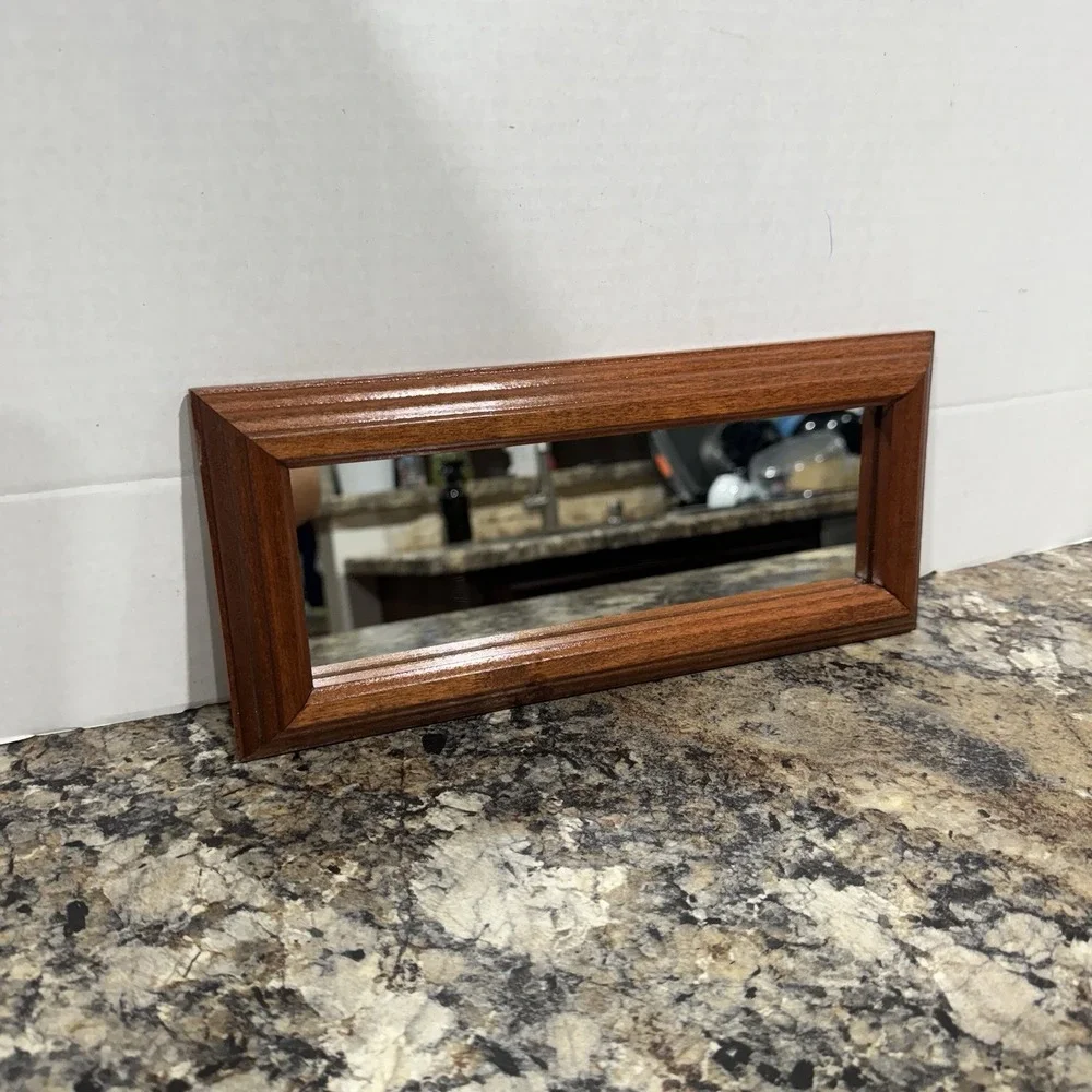 Vintage Home Interiors Wood Frame Wall Hanging‎ Accent Mirror Rectangular